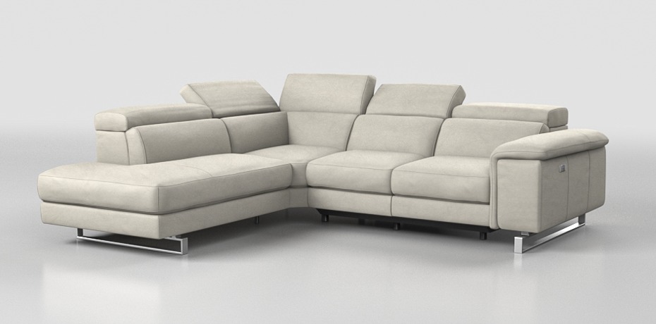 Delebio - corner sofa with 1 electric recliner - left peninsula